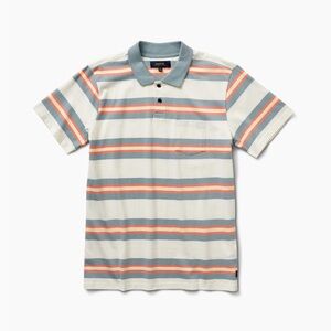 Roark Men's One Eyed Jack Striped Cotton Knit Polo Shirt SIZE Medium